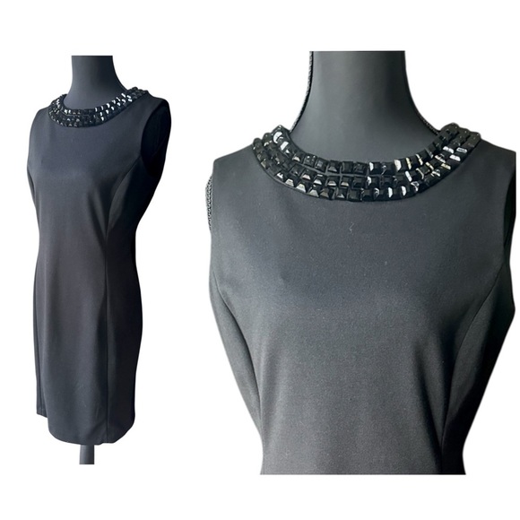 Calvin Klein Dresses & Skirts - Calvin Klein Little Black Sheath Dress with Embellished Neckline Size 6